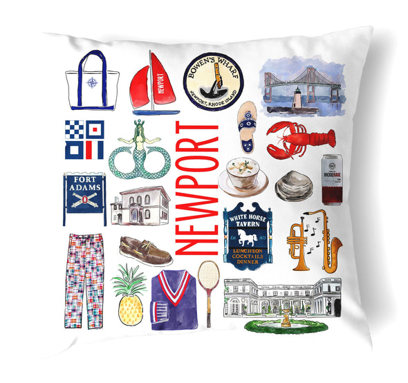 Reversible 18" Iconic Newport, Rhode Island Throw Pillow