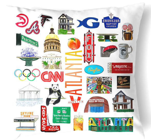 Reversible 18" Iconic Atlanta Throw Pillow