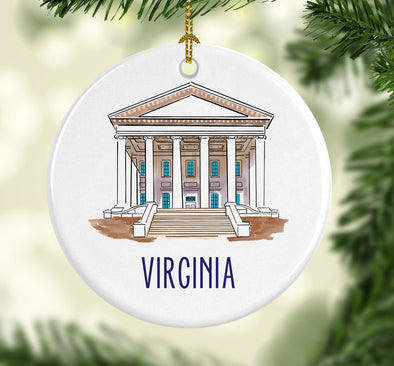 Virginia State House Round Porcelain Ornament
