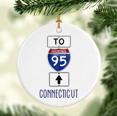 Connecticut I-95 Round Porcelain Ornament
