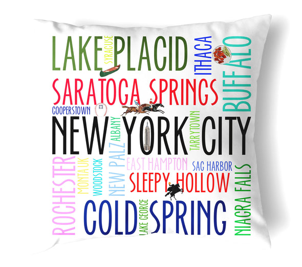 Reversible 18" Iconic New York State Throw Pillow