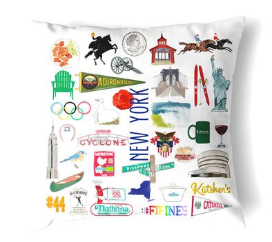 Reversible 18" Iconic New York State Throw Pillow