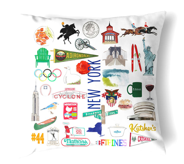 Reversible 18" Iconic New York State Throw Pillow