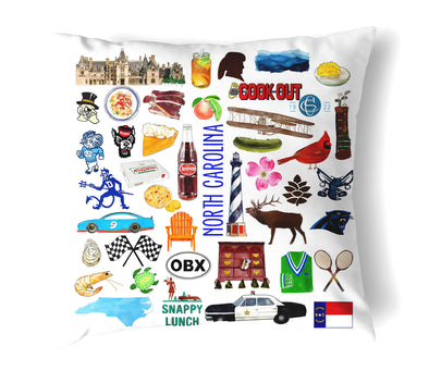 Reversible 18" Iconic North Carolina Throw Pillow