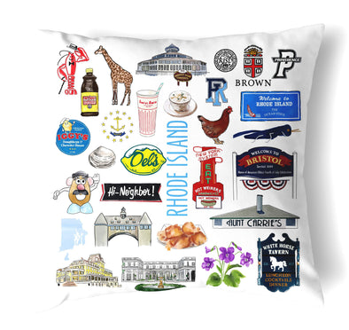 Reversible 18" Iconic Rhode Island Throw Pillow