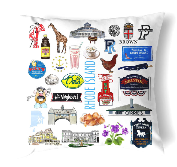 Reversible 18" Iconic Rhode Island Throw Pillow