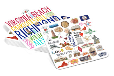 Iconic Virginia Watercolor Paper Coasters - Set of 10