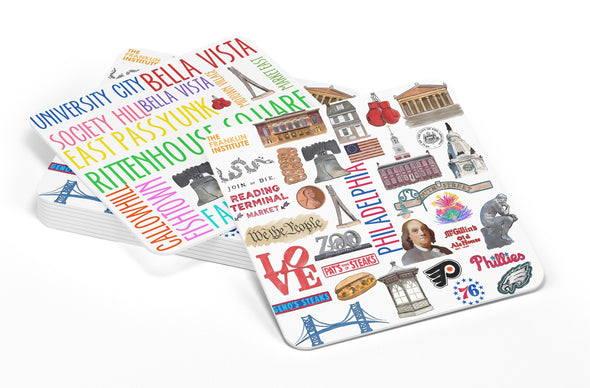 Iconic Philadelphia Watercolor Paper Coasters - Set of 10