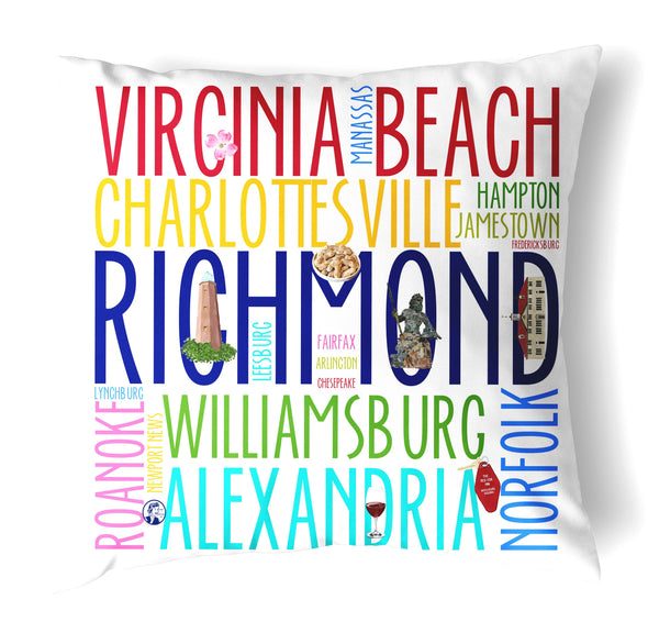 Reversible 18" Iconic Virginia Throw Pillow
