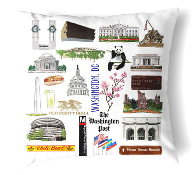 Reversible 18" Washington, DC Throw Pillow