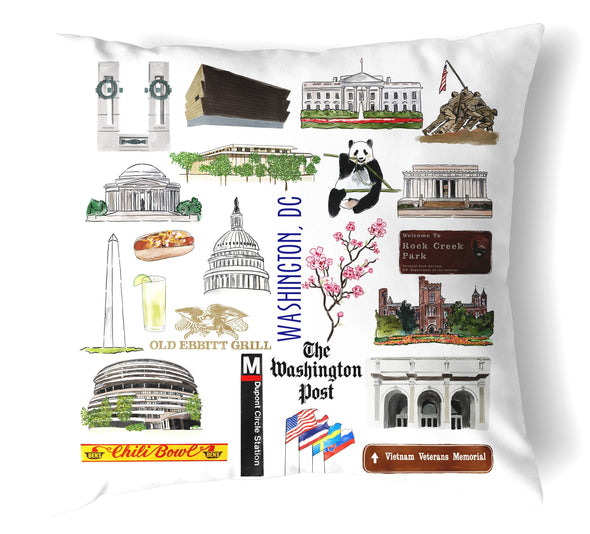Reversible 18" Washington, DC Throw Pillow