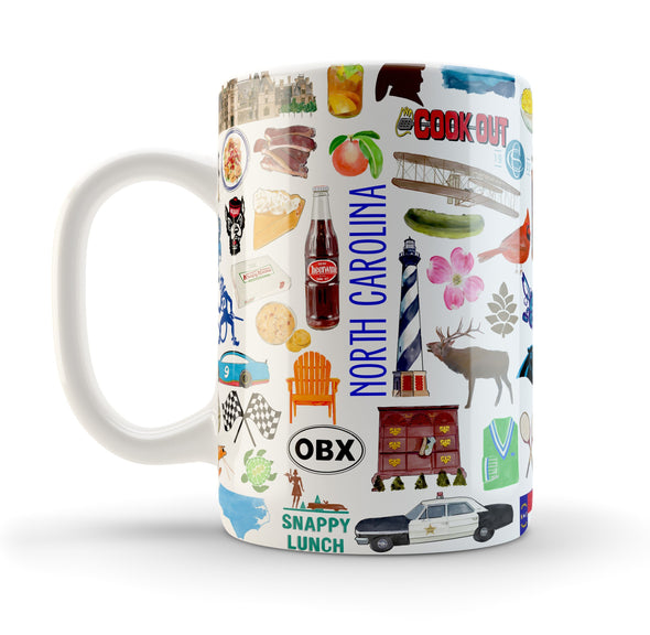 Iconic North Carolina Watercolor Ceramic Mug