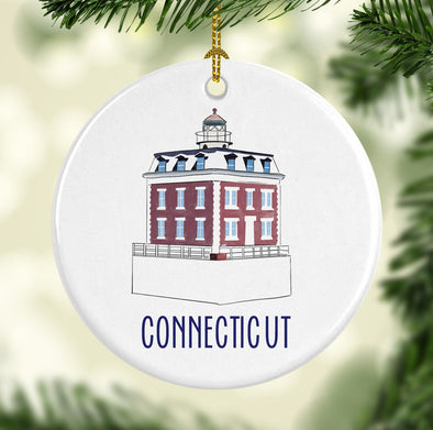 Connecticut Ledge Lighthouse Round Porcelain Ornament