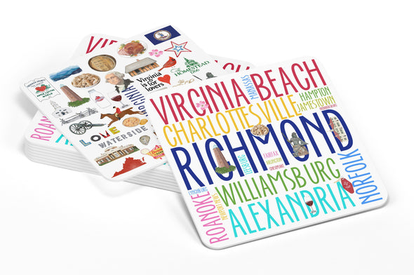 Iconic Virginia Watercolor Paper Coasters - Set of 10
