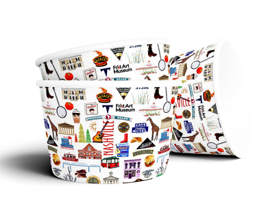8 oz Iconic Nashville Tennessee Ice Cream, Soup, Favor Cup - Set of 12