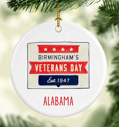 Alabama Veteran's Day Round Porcelain Ornament
