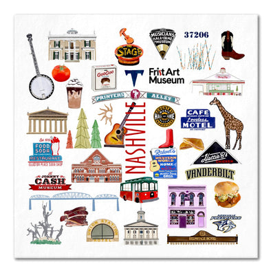Iconic Nashville Tennessee Watercolor  Napkins