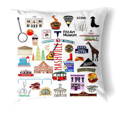 Reversible 18" Iconic Nashville Tennessee Throw Pillow