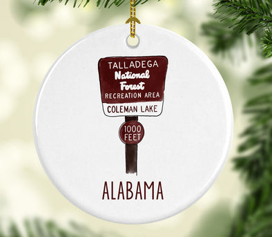 Alabama Talladega National Park Round Porcelain Ornament