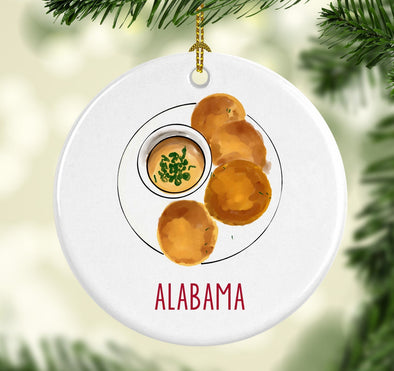 Alabama Fried Green Tomatoes Round Porcelain Ornament