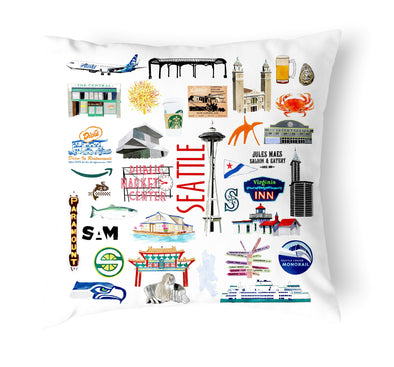 Reversible 18" Iconic Seattle Washington Throw Pillow