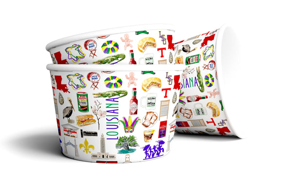 8 oz Iconic Louisiana Ice Cream, Soup, Favor Cup - Set of 12