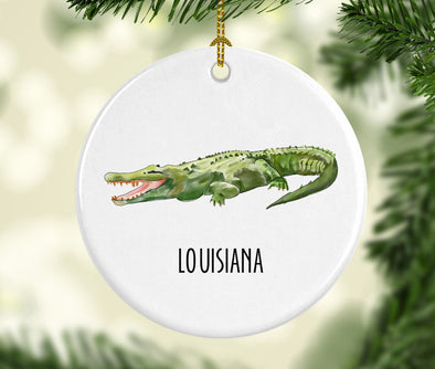 Louisiana Alligator Porcelain Ornament