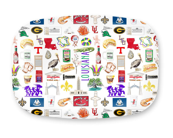 Iconic Louisiana Watercolor DecoWare(TM) Platter