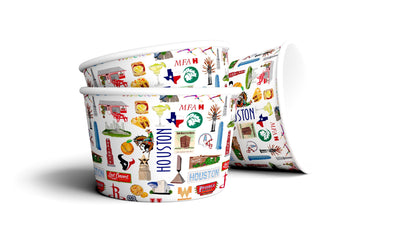 8 oz Iconic Houston Texas Ice Cream, Soup, Favor Cup - Set of 12