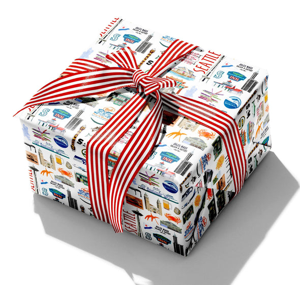 Iconic Seattle Washington Watercolor Gift Wrap