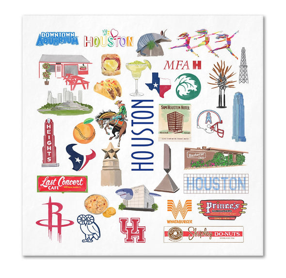 Iconic Houston Texas Watercolor  Napkins