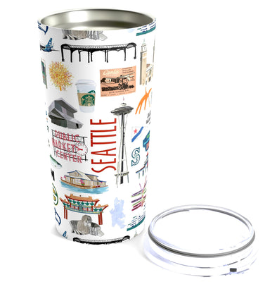 Iconic Seattle Washington Watercolor 20 ounce Stainless Steel Hot/Cold Cup