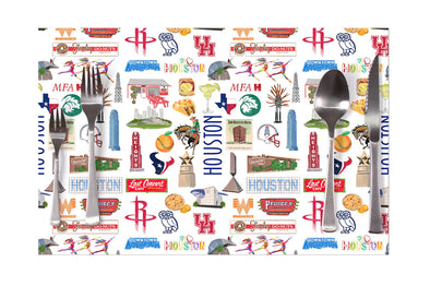 Iconic Houston Texas Watercolor Disposable Placemats - tear-away pad of 24