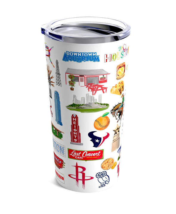 Iconic Houston Texas Watercolor 20 ounce Stainless Steel Hot/Cold Cup