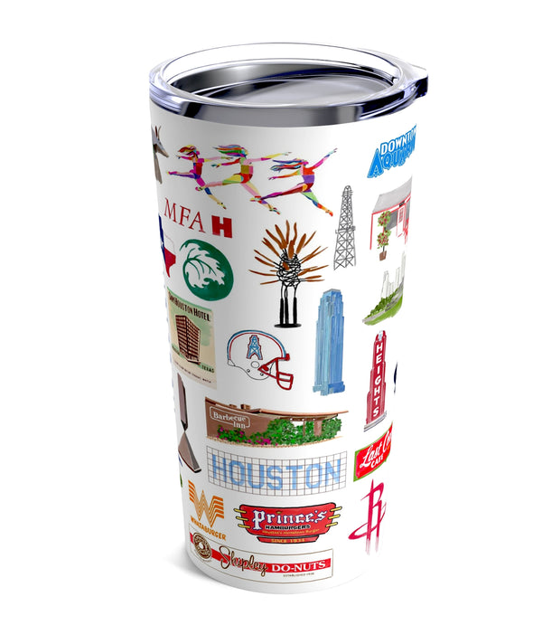 Iconic Houston Texas Watercolor 20 ounce Stainless Steel Hot/Cold Cup
