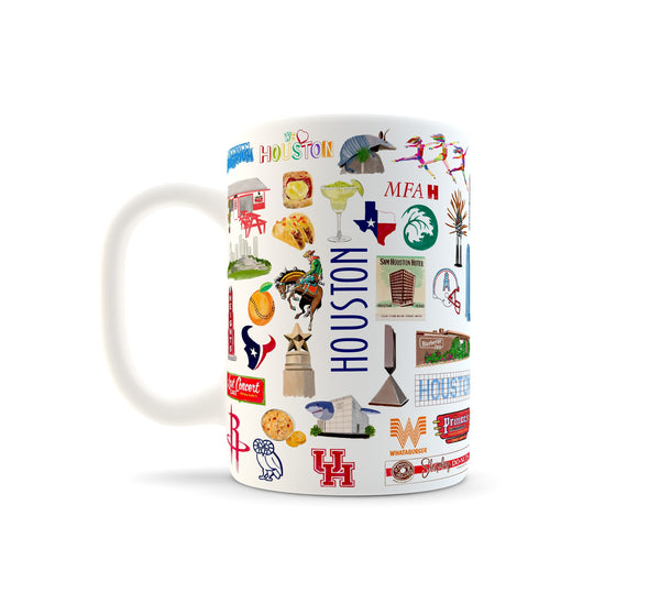 Iconic Houston Texas Watercolor Ceramic Mug