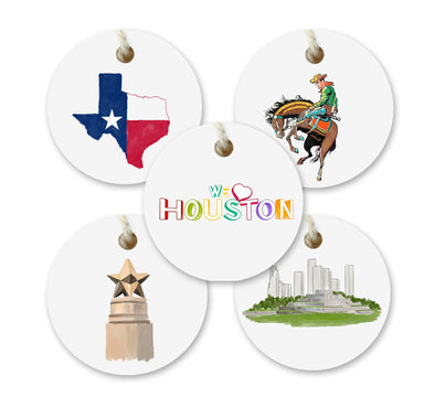 Iconic Houston Texas Watercolor Gift Tags - Set of 10