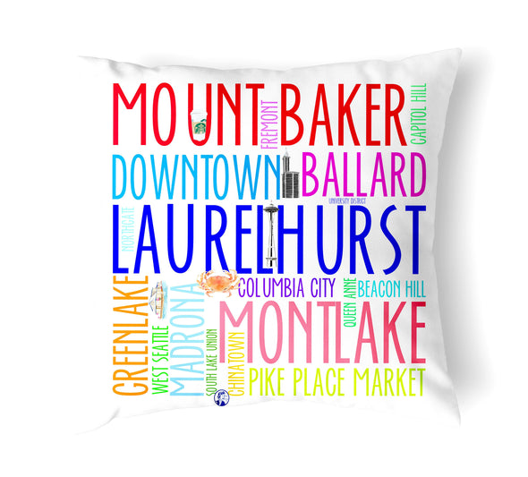 Reversible 18" Iconic Seattle Washington Throw Pillow