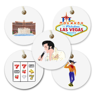 Iconic Las Vegas Watercolor Gift Tags - Set of 10