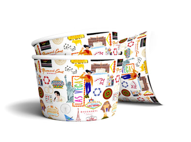 8 oz Iconic Las Vegas Ice Cream, Soup, Favor Cup - Set of 12