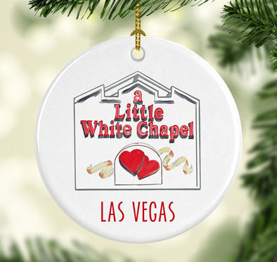 Las Vegas Little White Chapel Porcelain Ornament