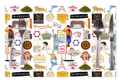 Iconic Las Vegas Watercolor Disposable Placemats - tear-away pad of 24