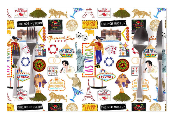 Iconic Las Vegas Watercolor Disposable Placemats - tear-away pad of 24