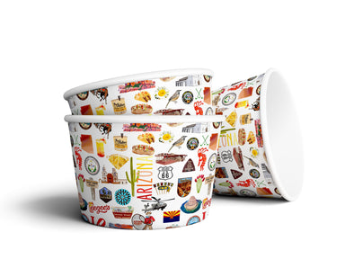 8 oz Iconic Arizona Ice Cream, Soup, Favor Cup - Set of 12