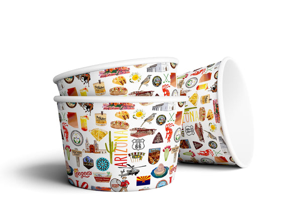 8 oz Iconic Arizona Ice Cream, Soup, Favor Cup - Set of 12