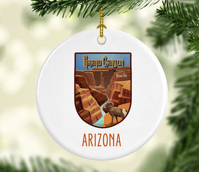 Grand Canyon Sign Round Porcelain Ornament