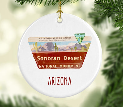 Arizona Sonoran Desert Round Porcelain Ornament