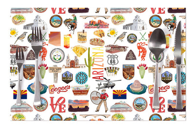 Iconic Arizona Watercolor Disposable Placemats - tear-away pad of 24