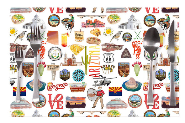 Iconic Arizona Watercolor Disposable Placemats - tear-away pad of 24