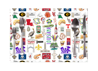 Iconic Louisiana Watercolor Disposable Placemats - tear-away pad of 24